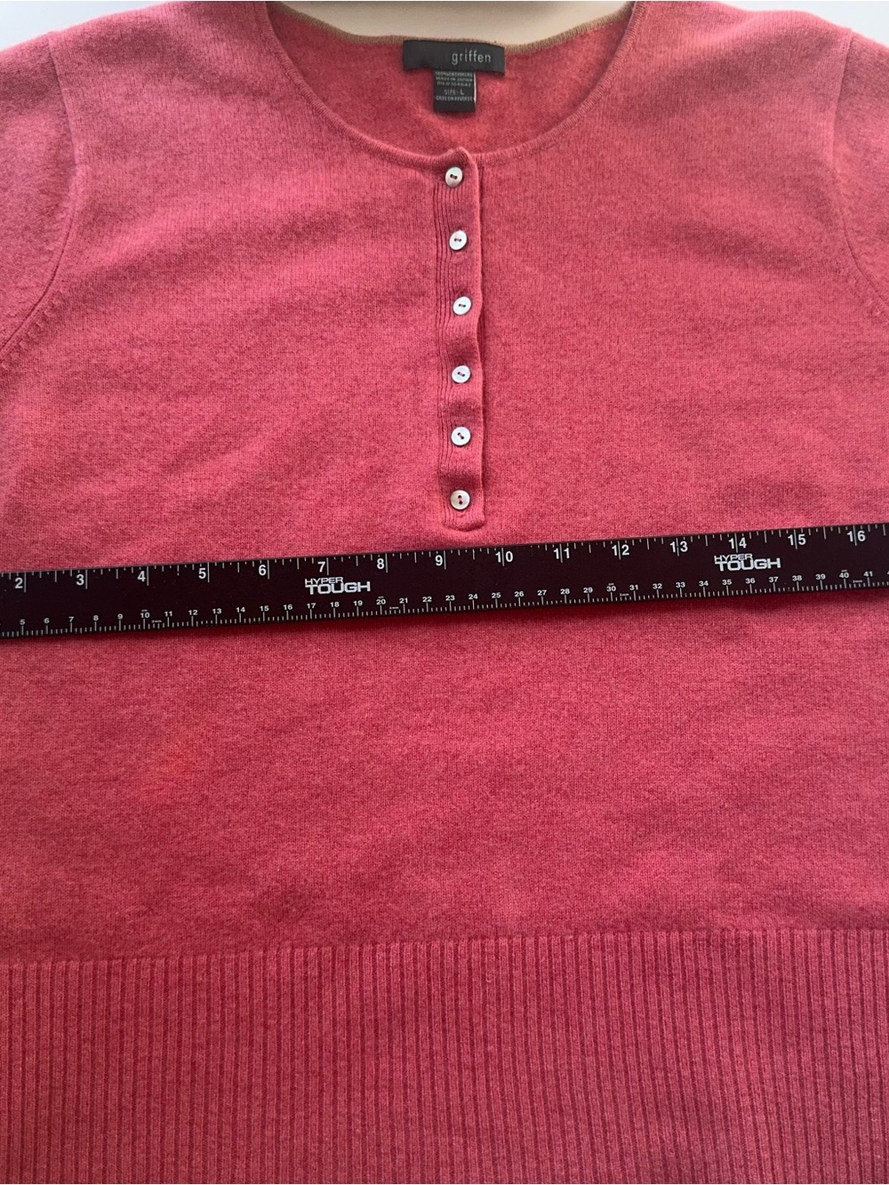 πΊ Griffen 100% Cashmere Short Sleeve Sweater β’ Pink Raspberry Tea β’ L πΊβπ - Picture 4 of 7